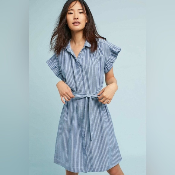 Anthropologie Dresses & Skirts - Anthropologie Isabella Sinclair Piper Blue White Striped Dress Women Size XS
